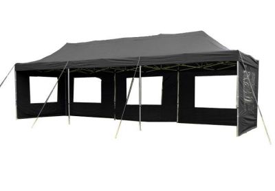 Pawilon ogrodowy rozkładany + boczne ściany 3 x 9 m - czarny