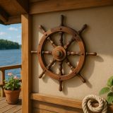 Koło sterowe drewniane Garth - stylowa rustykalna dekoracja 80 cm