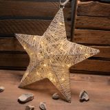 Gwiazda choinkowa dekoracyjna - rattan - 30 lampek LED - 35 cm