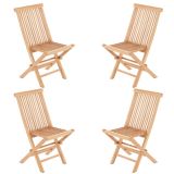 Komplet 4 x składane krzesła ogrodowe DIVERO z drewna tekowego