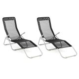 Zestaw ogrodowy 2 x leżak z czarną tkaniną - składany