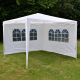 Namiot imprezowy 3×3 m – biały PE, 2 ścianki z oknami
