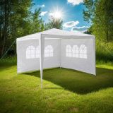 Namiot imprezowy 3×3 m – biały PE, 2 ścianki z oknami