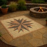 Naturalna mozaika kamienna, róża wiatrów 120 × 120 cm