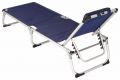 Składany leżak ogrodowy z poduszką - granatowy