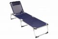 Składany leżak ogrodowy z poduszką - granatowy