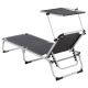 Leżak ogrodowy, składany z daszkem, antracyt 187 cm