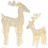 Zestaw błyszczących reniferów, 45 diod LED, z zegarem, na ba