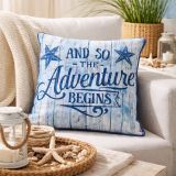 Poduszka dekoracyjna o wyglądzie niebieskiego drewna, 40 x 4