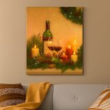 Podświetlany obraz -  świece z winem, 5 LED, 30 x 40 cm