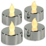 Dekoracyjny zestaw świeczek LED, srebrny, 4 szt