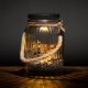 Lampion solarny LED w słoiku, konopny uchwyt, ciepłe światło
