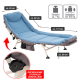 Leżak kempingowy z poduszką, niebiesko-szary