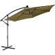 STILISTA Parasol ogrodowy z rączką 3 m, khaki + LED