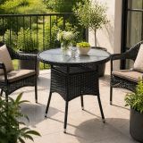 STILISTA Stolik , 80 x 80 x 75 cm, polirattan, czarny