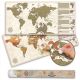 Wycierana mapa świata w stylu vintage antycznym - 100 x