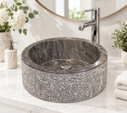 Umywalka z kamienia naturalnego MIRUM 509 Ø45 cm Black