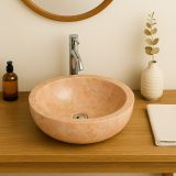 Umywalka z kamienia naturalnego Gemma 501 polerowany marmur Ø45 cm Yellow.