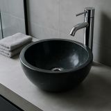 Umywalka z kamienia naturalnego Gemma 501 polerowany marmur Ø45 cm Black.