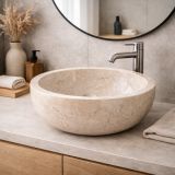 Umywalka kamień Gemma 501 polerowany marmur Ø50 cm 
kolor kremowy