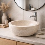 Umywalka z naturalnego kamienia Gemma 516 Ø45 cm Cream