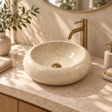 Umywalka Astraia - Cream - wykonana z kamienia naturalnego