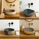 Umywalka z kamienia rzecznego Lavabo Cut - rozmiar mały