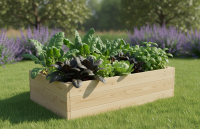 Drewniana grządka ogrodowa z geowłókniną 150x95x42 cm