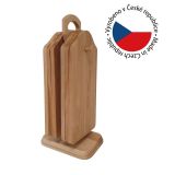 Bukowy zestaw desek do krojenia na stojaku 3 szt. 28x11x12cm