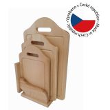 Komplet 3 desek do krojenia z drewna bukowego w stojaku