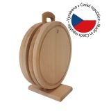 Zestaw okrągłych desek bukowych z podstawką 25 cm