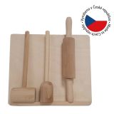 Drewniany zestaw kuchenny dla dzieci z buku, 4 elementy