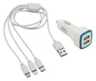 Ładowarka USB 3w1 do telefonu (micro USB, iPhone, USB C)