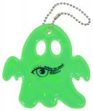 Odblaskowy brelok duch z łańcuszkiem, zielony 7x7 cm
