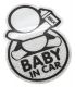 Odblaskowa naklejka Baby in Car srebrna 9,5x12,5 cm