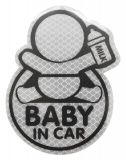 Odblaskowa naklejka Baby in Car srebrna 9,5x12,5 cm