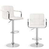 MIADOMODO Krzesło barowe 2 szt, z podłokietnikami, białe
