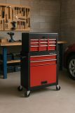 Wózek warsztatowy z 5 szufladami, 61 x 108 cm, czerwony