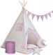 Namiot tipi dla dzieci, różowo-beżowy, z dodatkami