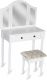 Toaletka z krzesłem, biała, 80 x 40 x 136 cm