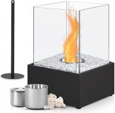 Kominek stołowy ze stali nierdzewnej, czarny, 245 x 205 x 28