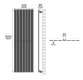 Grzejnik pionowy, podłączenie centralne, 1600 x 528 x 52 mm