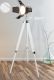 JAGO Lampa podłogowa ze statywem drewnianym, biały mat