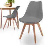 MIADOMODO Zestaw krzeseł do jadalni, szary, 2 sztuki