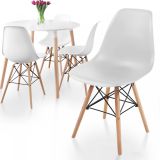 MIADOMODO Zestaw krzeseł do jadalni, 4 szt., biały