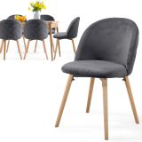 MIADOMODO Komplet aksamitnych krzeseł, ciemny. szary, 6 szt.