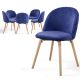 MIADOMODO Zestaw aksamitnych krzeseł, kr. niebieski, 6 szt.