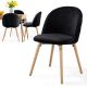 Krzesło skandynawskie czarne, welur, bukowe nogi, nowoczesny