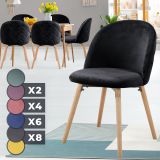 Czarne krzesło welurowe, styl skandynawski, drewno bukowe