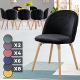 Krzesło do jadalni skandynawskie, czarne, welur, bukowe nogi